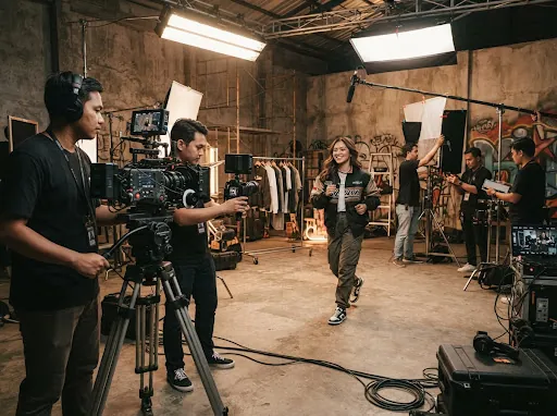 Di balik layar produksi video komersial dan photoshoot Jiwa Muda dengan kamera sinema